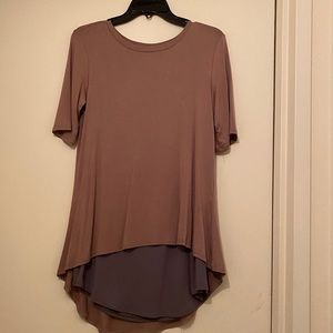 LOGO by Lori Goldstein Blush w/Gray S/S 2-pc. Set